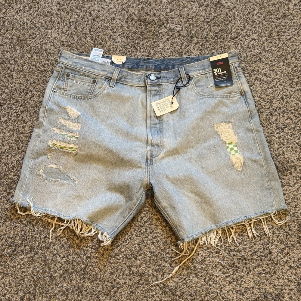Levis Jean Shorts 40 501 '93 Cutoff Button Fly Light Wash 100% Cotton NWT
